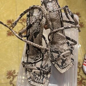 SCHUTZ Snakeskin Patterned Strappy Sandals
